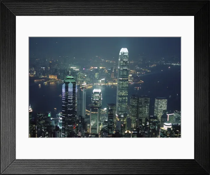 Framed Print : Two IFC Building on right and skyline at night, from Hong Kong Island, Hong Kong Framed Print : Two IFC Building on right and skyline at night, from Hong Kong Island, Hong Kong