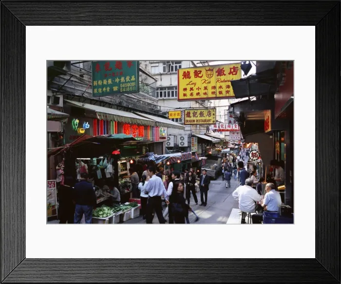 Framed Print : Shops and market stalls on Gage Street, Mid Levels, Hong Kong Island, Hong Kong Framed Print : Shops and market stalls on Gage Street, Mid Levels, Hong Kong Island, Hong Kong