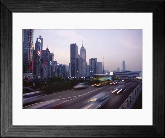 Framed Print : Expressway in the evening, Wan Chai, Hong Kong Island, Hong Kong, China, Asia Framed Print : Expressway in the evening, Wan Chai, Hong Kong Island, Hong Kong, China, Asia