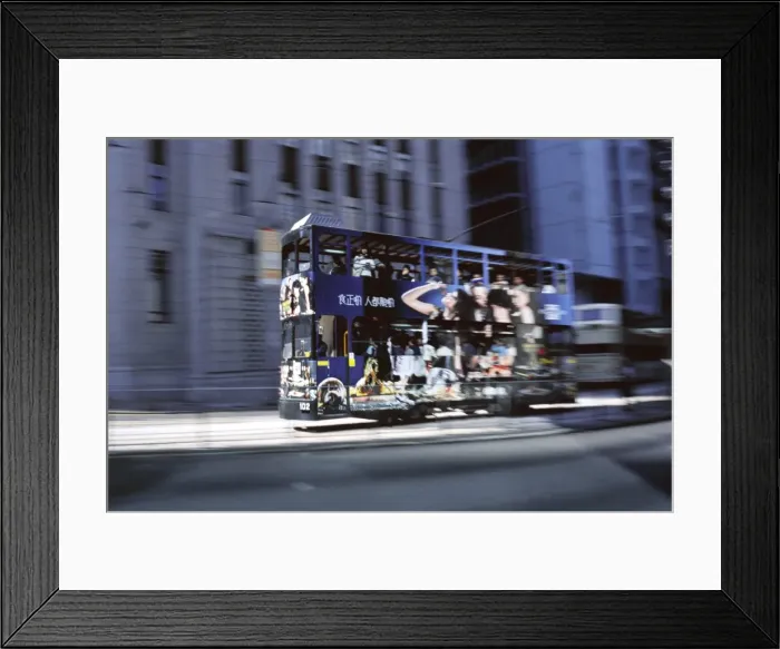 Framed Print : Tram at speed, Central, Hong Kong Island, Hong Kong, China, Asia Framed Print : Tram at speed, Central, Hong Kong Island, Hong Kong, China, Asia