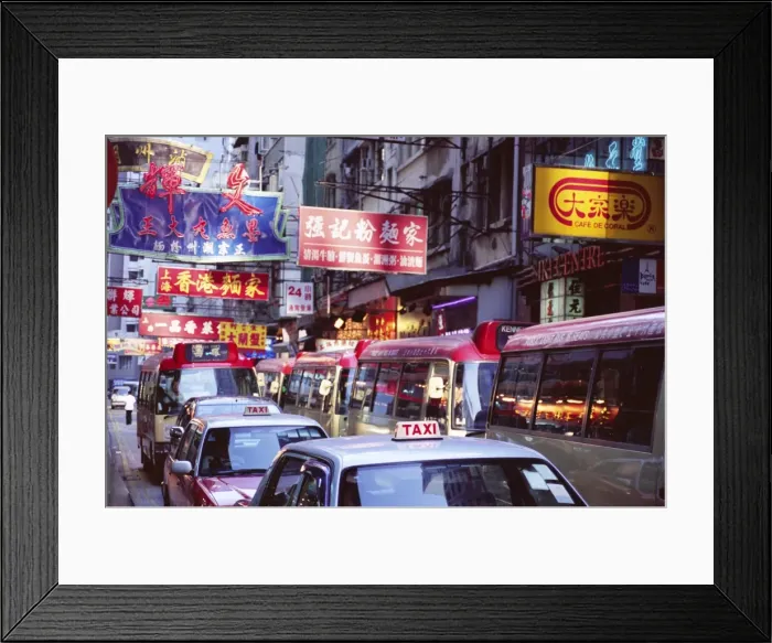 Framed Print : Taxis and buses, Causeway Bay, Hong Kong Island, Hong Kong, China, Asia Framed Print : Taxis and buses, Causeway Bay, Hong Kong Island, Hong Kong, China, Asia