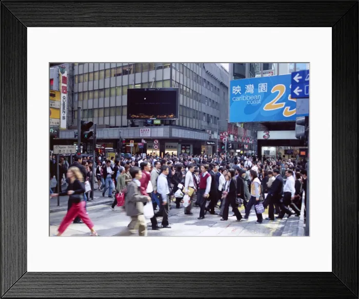 Framed Print : Busy crossing, Central, Hong Kong Island, Hong Kong, China, Asia
