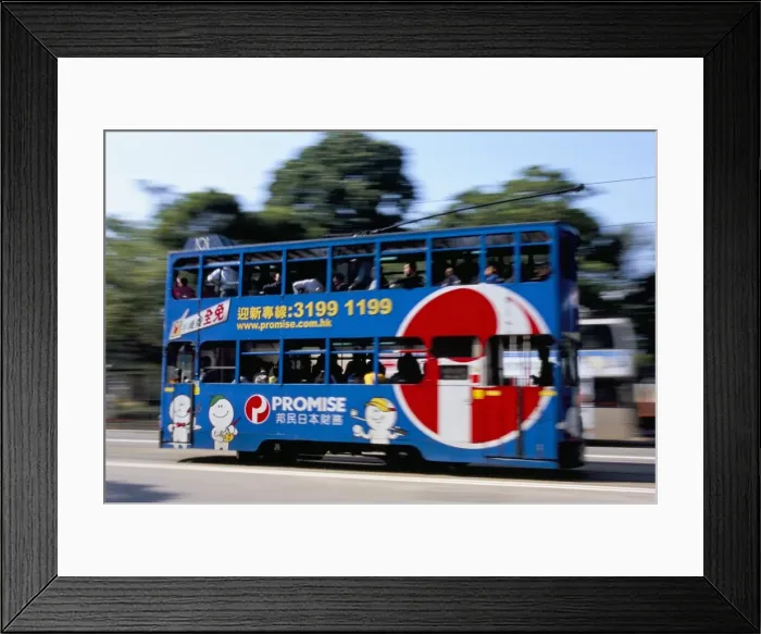 Framed Print : Blue tram, Causeway Bay, Hong Kong Island, Hong Kong, China, Asia Framed Print : Blue tram, Causeway Bay, Hong Kong Island, Hong Kong, China, Asia