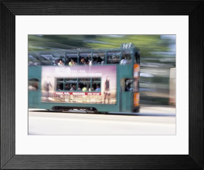 Framed Print : Tram travelling at speed, Causeway Bay, Hong Kong Island, Hong Kong, China, Asia Framed Print : Tram travelling at speed, Causeway Bay, Hong Kong Island, Hong Kong, China, Asia