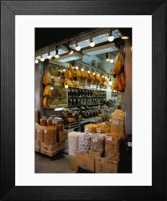 Framed Print : Dried seafood shop, Des Voeux Road West, Hong Kong Island, Hong Kong, China, Asia Framed Print : Dried seafood shop, Des Voeux Road West, Hong Kong Island, Hong Kong, China, Asia