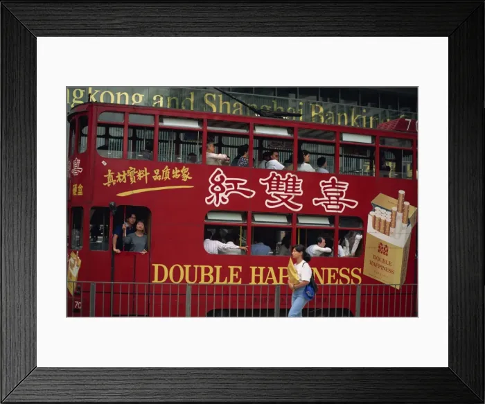Framed Print : Street scene and tram, Hong Kong, China, Asia Framed Print : Street scene and tram, Hong Kong, China, Asia