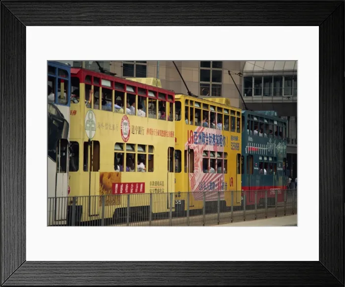 Framed Print : Street scene and trams, Hong Kong, China, Asia Framed Print : Street scene and trams, Hong Kong, China, Asia