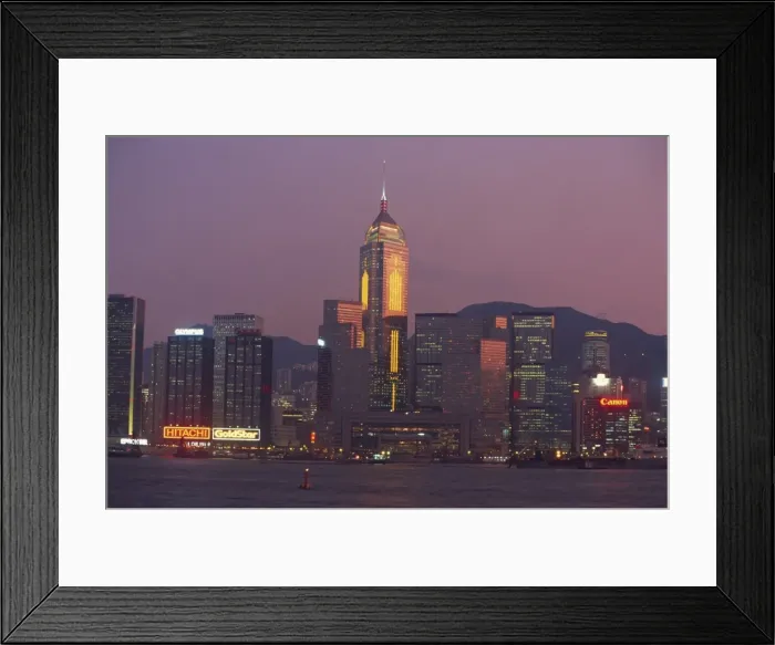 Framed Print : Hong Kong skyline illuminated at dusk, Hong Kong, China, Asia Framed Print : Hong Kong skyline illuminated at dusk, Hong Kong, China, Asia