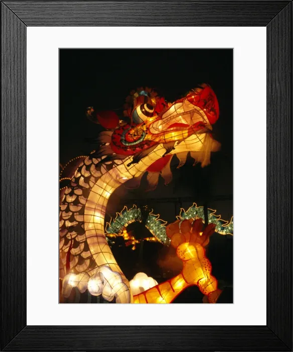 Framed Print : Dragon lights at the Star Ferry terminal on Chinese takeover, Hong Kong, China, Asia Framed Print : Dragon lights at the Star Ferry terminal on Chinese takeover, Hong Kong, China, Asia