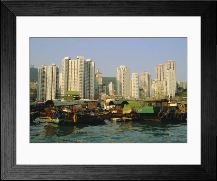 Framed Print : The Floating City of boat homes (sampans), Aberdeen Harbour, Hong Kong Island Framed Print : The Floating City of boat homes (sampans), Aberdeen Harbour, Hong Kong Island