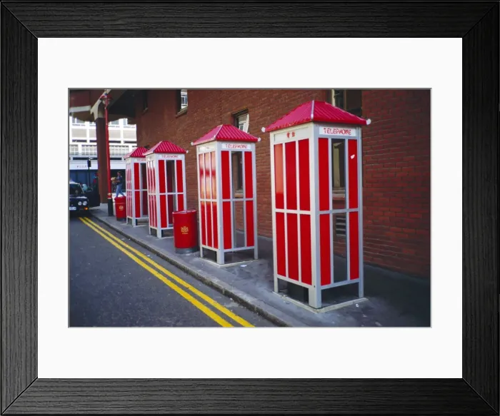 Framed Print : Chinese Telephone Boxes in China Town, London, England Framed Print : Chinese Telephone Boxes in China Town, London, England