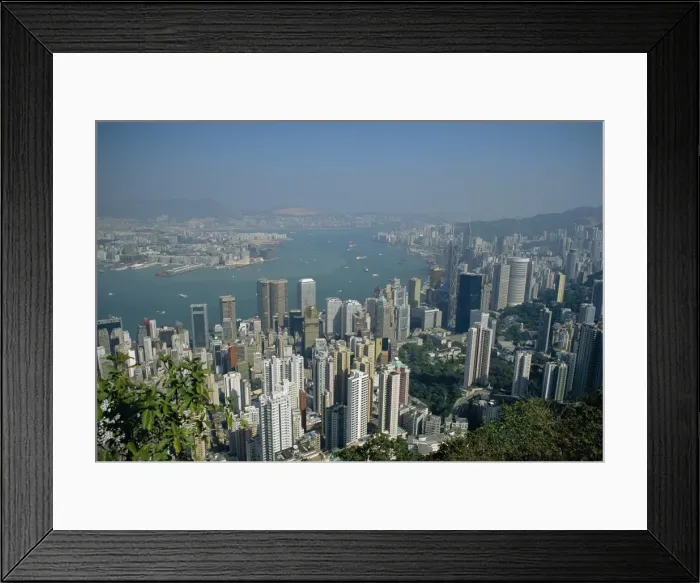 Framed Print : Aerial view of Hong Kong Harbour, China Framed Print : Aerial view of Hong Kong Harbour, China