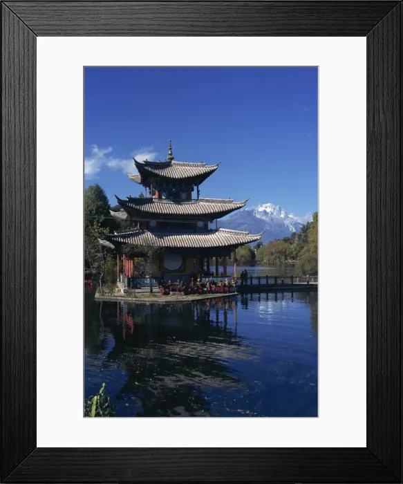 Framed Print : The Naxi orchestra practises beneath a pagoda by the Black Dragon Pool in Lijiang Framed Print : The Naxi orchestra practises beneath a pagoda by the Black Dragon Pool in Lijiang