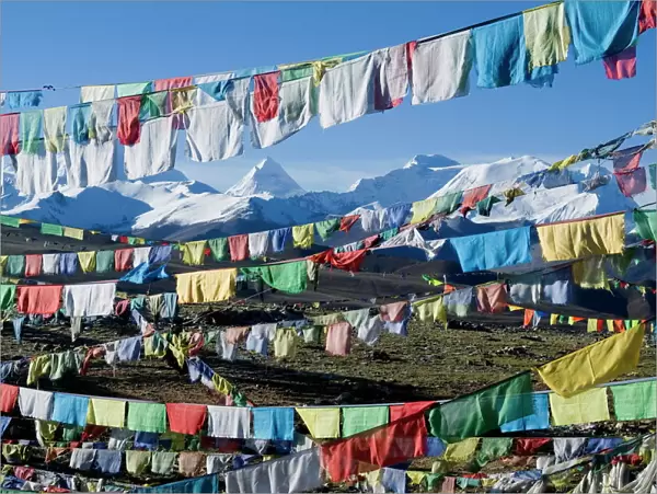 Prayer flags, Himalayas, Tibet, China, Asia