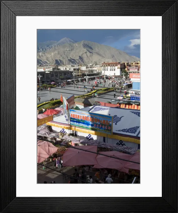 Framed Print : View from Jokhang Square towards Jokhang Temple, the most revered religious structure in Tibet Framed Print : View from Jokhang Square towards Jokhang Temple, the most revered religious structure in Tibet