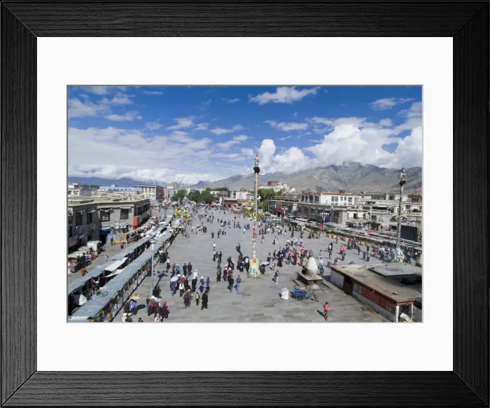 Framed Print : Jokhang Square from Jokhang Temple, the most revered religious structure in Tibet Framed Print : Jokhang Square from Jokhang Temple, the most revered religious structure in Tibet