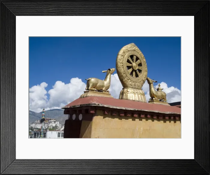 Framed Print : Jokhang Temple, the most revered religious structure in Tibet, with Potala Palace in the distance