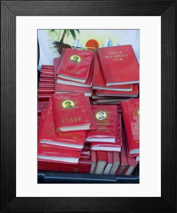 Framed Print : Little red books for sale at the Great flea market, Pan Jia Yuan, Beijing, China, Asia Framed Print : Little red books for sale at the Great flea market, Pan Jia Yuan, Beijing, China, Asia