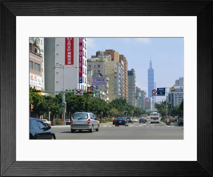 Framed Print : City street scene, Taipei, Taiwan, Republic of China, Asia Framed Print : City street scene, Taipei, Taiwan, Republic of China, Asia