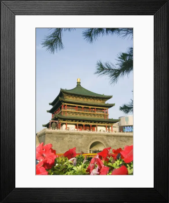Framed Print : Bell Tower dating from 14th century rebuilt by the Qing in 1739, Xian City Framed Print : Bell Tower dating from 14th century rebuilt by the Qing in 1739, Xian City