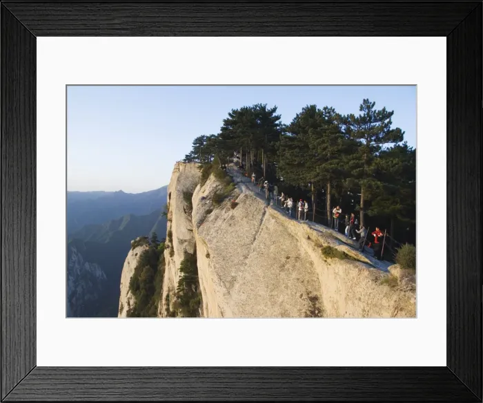 Framed Print : Chinese people waiting for sunrise on top of Hua Shan, a granite peaked mountain