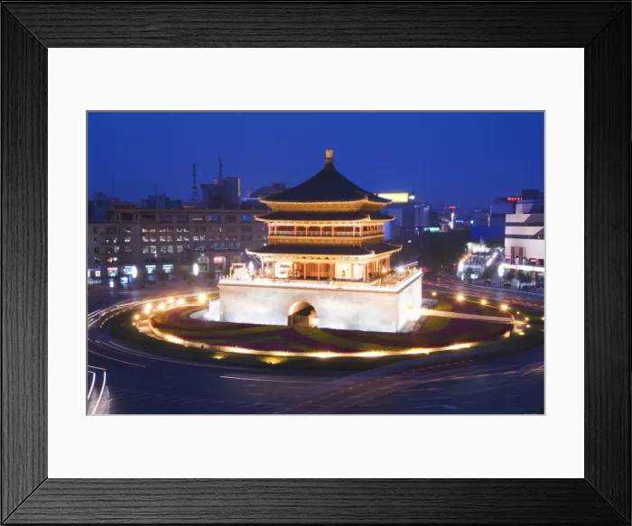 Framed Print : Bell Tower dating from 14th century rebuilt by the Qing in 1739, Xian City Framed Print : Bell Tower dating from 14th century rebuilt by the Qing in 1739, Xian City