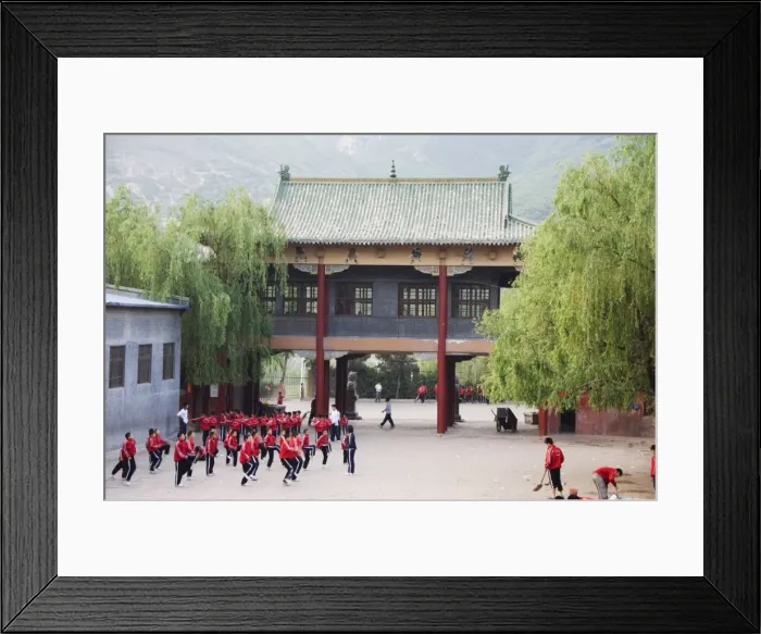 Framed Print : Wushu Institute at Tagou Training school for kung fu students, Shaolin Monastery Framed Print : Wushu Institute at Tagou Training school for kung fu students, Shaolin Monastery