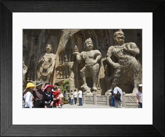 Framed Print : Carved Buddha images at Longmen Caves, Dragon Gate Grottoes, dating from the 6th to 8th Centuries