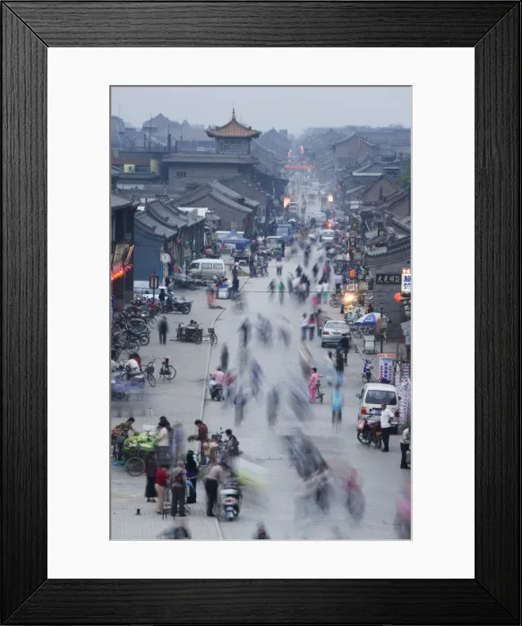 Framed Print : People in the historic old town, a UNESCO World Heritage Site, Pingyao City Framed Print : People in the historic old town, a UNESCO World Heritage Site, Pingyao City