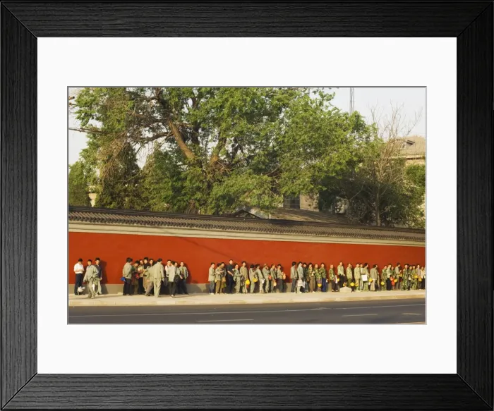 Framed Print : Line of workers waiting to start work in the early morning, Beijing, China, Asia Framed Print : Line of workers waiting to start work in the early morning, Beijing, China, Asia