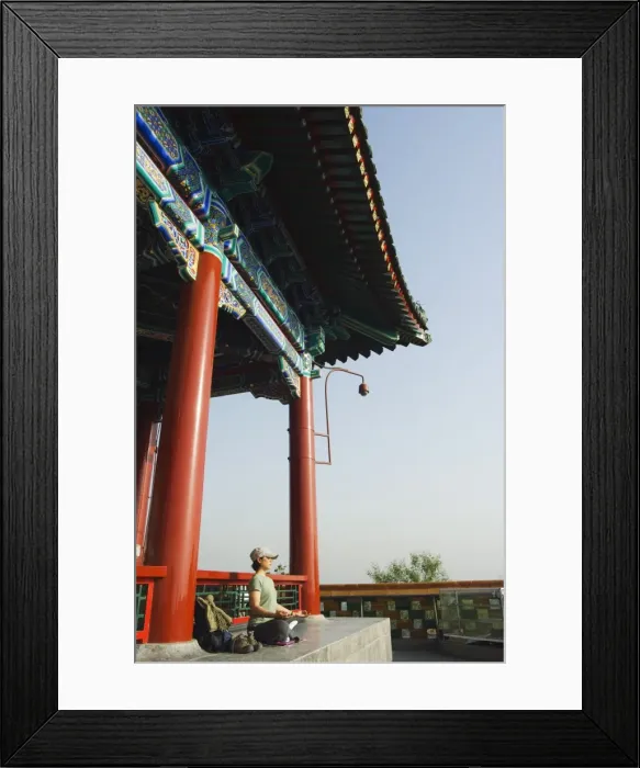Framed Print : Reiki healer Regina Wei practising yoga in the early morning at Wanchun Pavilion Framed Print : Reiki healer Regina Wei practising yoga in the early morning at Wanchun Pavilion