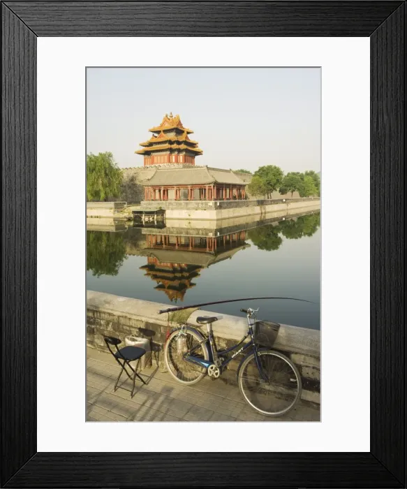 Framed Print : Fishing in the moat with a reflection of the Palace Wall Tower of The Forbidden City Palace Museum Framed Print : Fishing in the moat with a reflection of the Palace Wall Tower of The Forbidden City Palace Museum