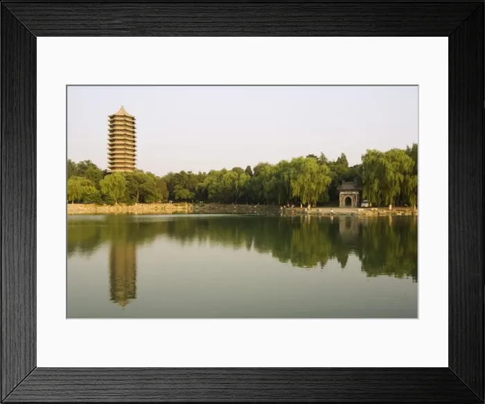 Framed Print : Boya Tower pagoda within the grounds of Beijing University, Haidian district