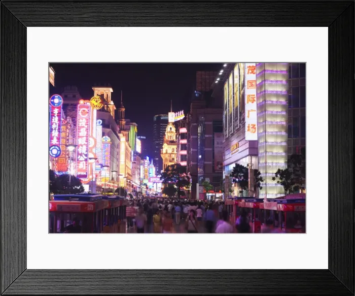 Framed Print : Nanjin Donglu neon lit shopping district, Shanghai, China, Asia Framed Print : Nanjin Donglu neon lit shopping district, Shanghai, China, Asia