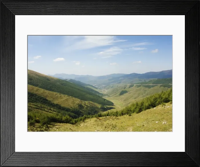 Framed Print : Mountain scenery at Wutaishan (Five Terrace Mountain) one of Chinas sacred Buddhist mountain ranges, Shanxi province Framed Print : Mountain scenery at Wutaishan (Five Terrace Mountain) one of Chinas sacred Buddhist mountain ranges, Shanxi province