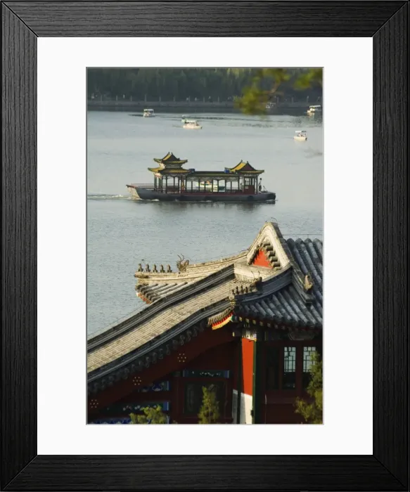 Framed Print : Chinese style boats on a lake in Beihai Park, Beijing, China, Asia Framed Print : Chinese style boats on a lake in Beihai Park, Beijing, China, Asia