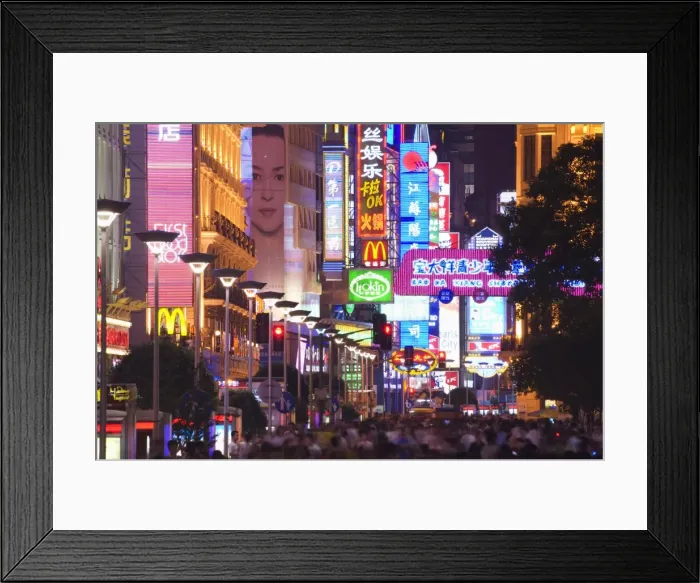 Framed Print : Nanjin Donglu neon lit shopping district, Shanghai, China, Asia Framed Print : Nanjin Donglu neon lit shopping district, Shanghai, China, Asia