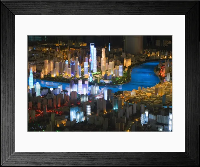 Framed Print : Illuminated scale plan of the Shanghai of the future, Shanghai Urban Planning Framed Print : Illuminated scale plan of the Shanghai of the future, Shanghai Urban Planning
