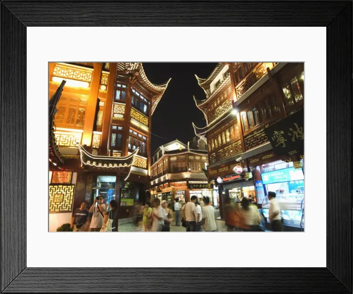 Framed Print : Yuyuan (Yu yuan) Garden Bazaar buildings founded by Ming dynasty Pan family illuminated in the Old Chinese city district, Shanghai Framed Print : Yuyuan (Yu yuan) Garden Bazaar buildings founded by Ming dynasty Pan family illuminated in the Old Chinese city district, Shanghai