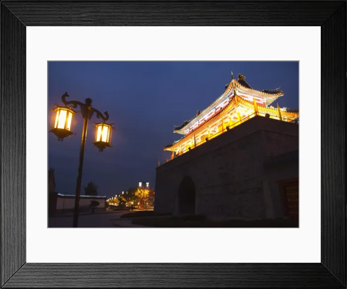 Framed Print : Illuminated City Gate and watch tower, UNESCO World Heritage Site, Qufu City Framed Print : Illuminated City Gate and watch tower, UNESCO World Heritage Site, Qufu City