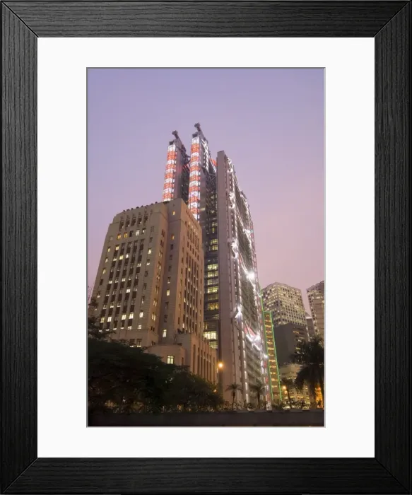 Framed Print : Sin Hua Bank and HSBC Building behind, Central district, Hong Kong, China, Asia Framed Print : Sin Hua Bank and HSBC Building behind, Central district, Hong Kong, China, Asia