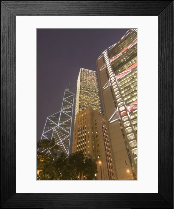 Framed Print : From left to right, the Bank of China Tower, Cheung Kong Centre, Sin Hua Bank Framed Print : From left to right, the Bank of China Tower, Cheung Kong Centre, Sin Hua Bank