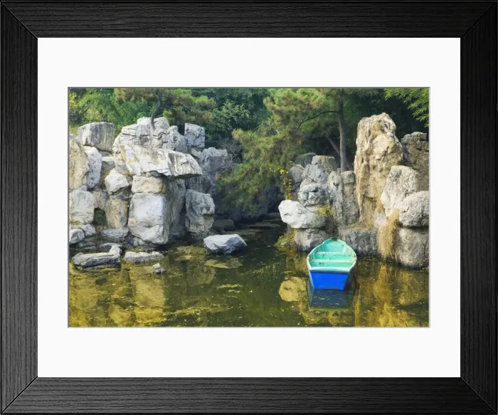 Framed Print : Boat on lake, Purple Bamboo Park, Beijing, China, Asia Framed Print : Boat on lake, Purple Bamboo Park, Beijing, China, Asia