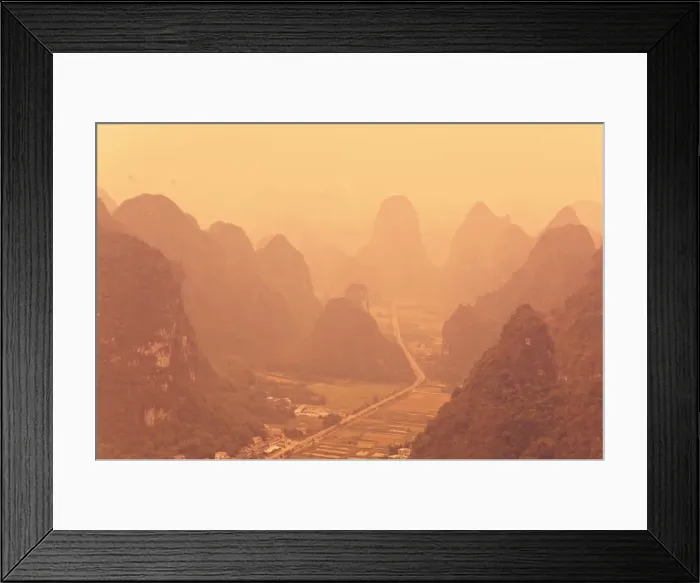 Framed Print : Karst landscape and morning haze, Yangshuo, Guangxi Province, China, Asia Framed Print : Karst landscape and morning haze, Yangshuo, Guangxi Province, China, Asia