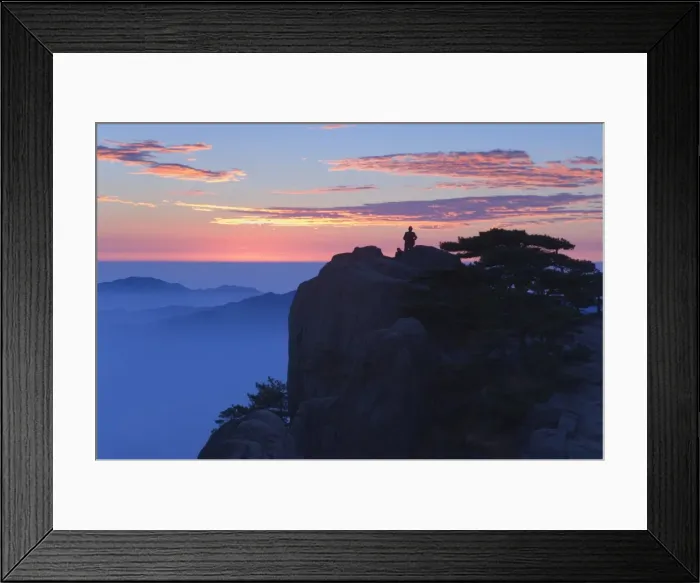 Framed Print : Men watching sunrise, Huang Shan (Yellow Mountain), UNESCO World Heritage Site Framed Print : Men watching sunrise, Huang Shan (Yellow Mountain), UNESCO World Heritage Site