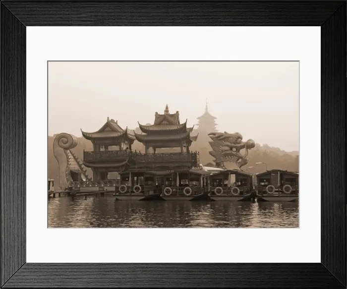 Framed Print : Boat on West Lake, Hangzhou, Zhejiang Province, China, Asia Framed Print : Boat on West Lake, Hangzhou, Zhejiang Province, China, Asia
