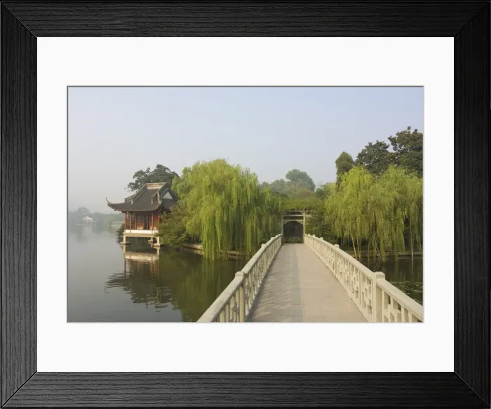 Framed Print : Bridge and pavilion, West Lake, Hangzhou, Zhejiang Province, China, Asia Framed Print : Bridge and pavilion, West Lake, Hangzhou, Zhejiang Province, China, Asia