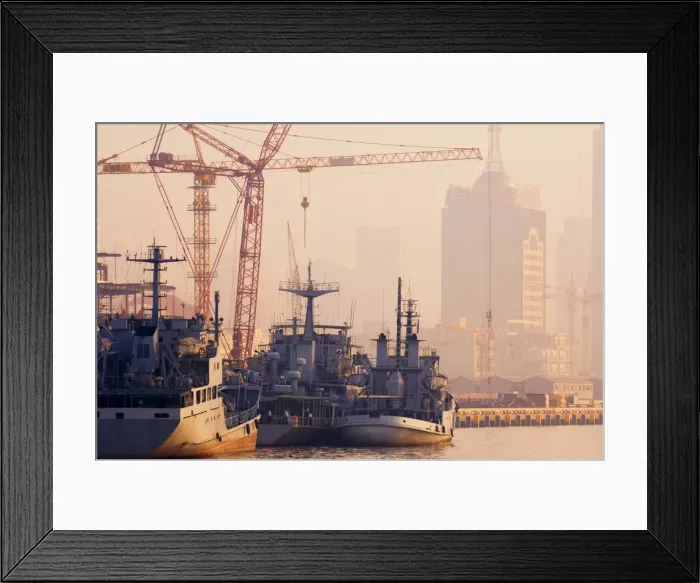Framed Print : Boats on the Huangpu River, Shanghai, China, Asia Framed Print : Boats on the Huangpu River, Shanghai, China, Asia