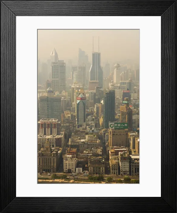 Framed Print : Aerial view from Oriental Pearl Tower of Huangpu District, Shanghai, China, Asia Framed Print : Aerial view from Oriental Pearl Tower of Huangpu District, Shanghai, China, Asia