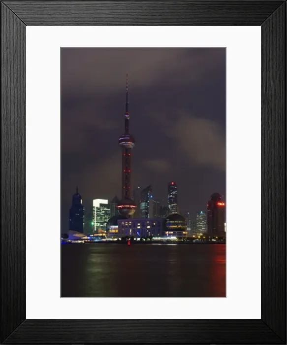 Framed Print : Lujiazui Finance and Trade zone, with Oriental Pearl Tower, and Huangpu River
